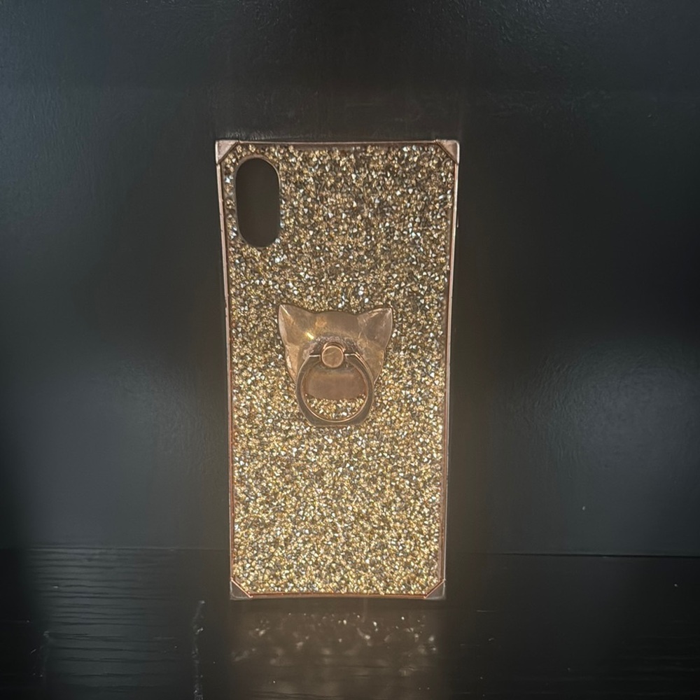 Gold Glitter Cat Ring Phone Case
